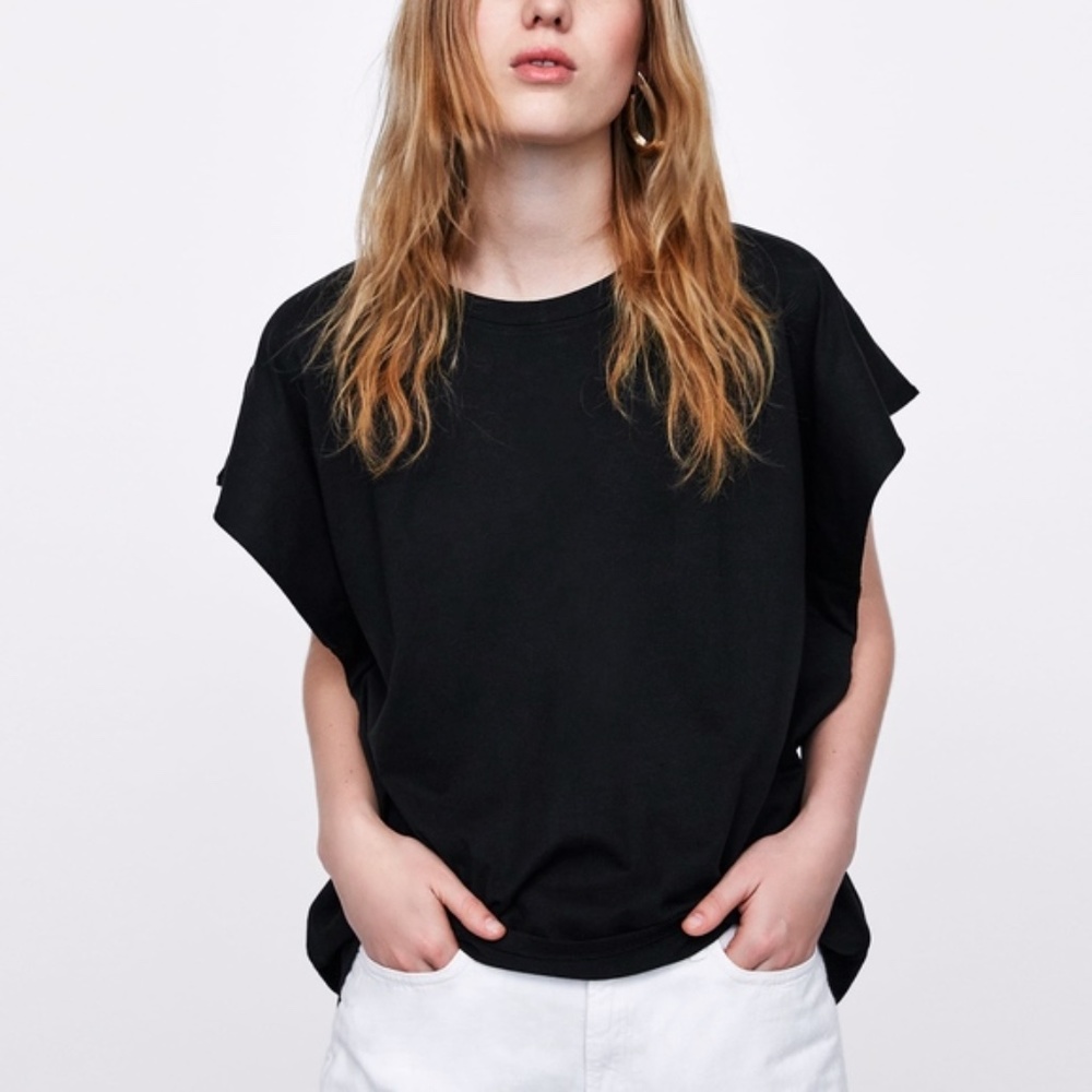 | Zara | two tone capsleeve hi lo tee